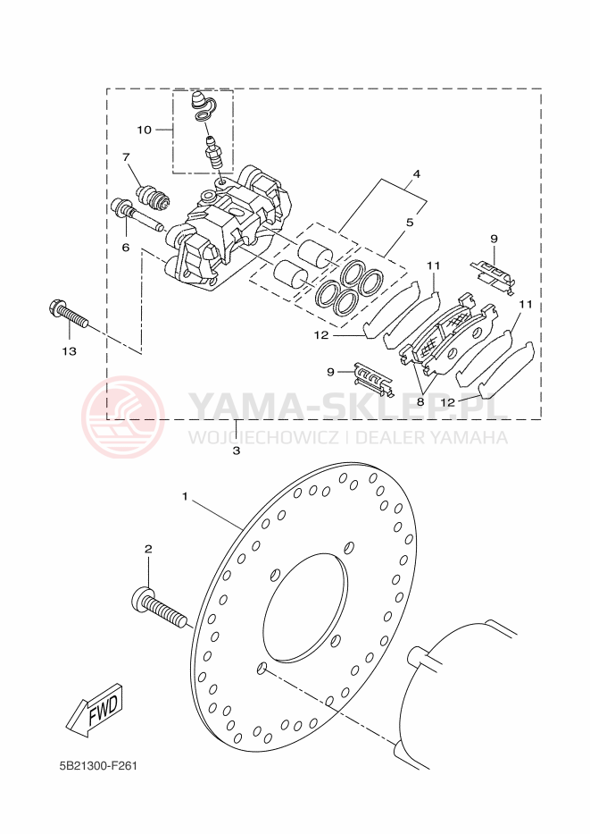 Schemat "Zacisk hamulcowy tylny" do Yamaha VP250