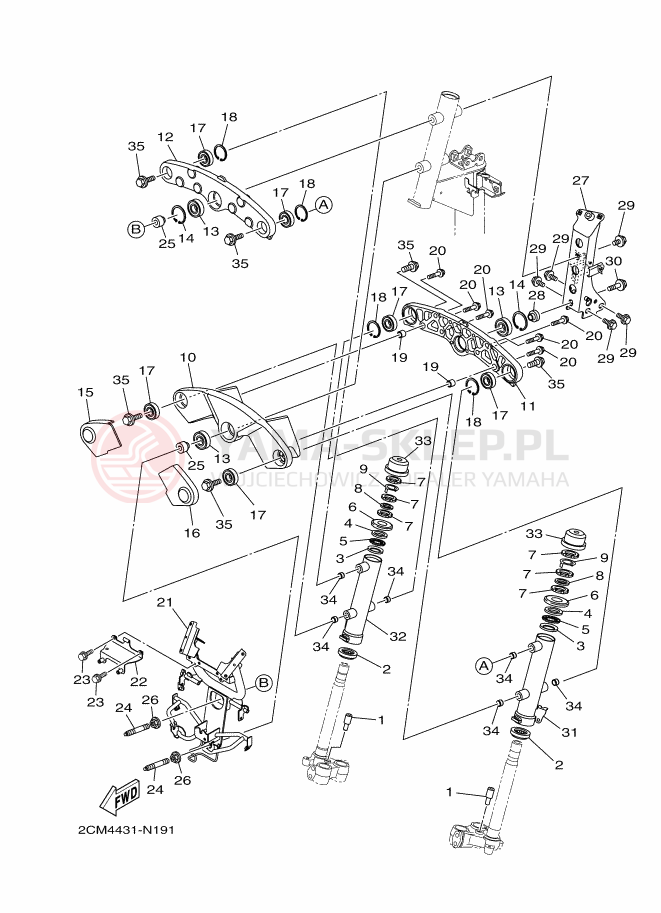 Schemat "Półki zawieszenia" do Yamaha TRICITY 125