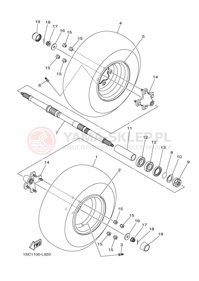 Schemat "Koło tył" do Yamaha YFM300