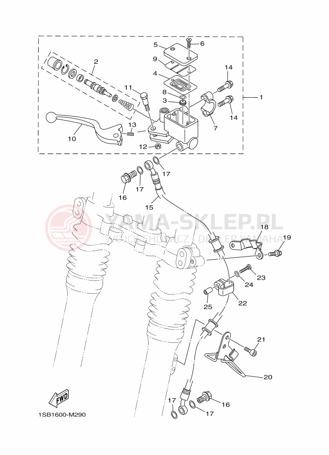 Schemat "Pompa hamulcowa przednia" do Yamaha XTZ125E