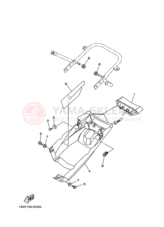 Schemat "Oświetlenie tył" do Yamaha RAPTOR 700 SE