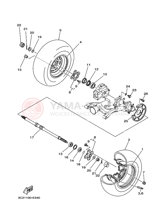 Schemat "Koło tył" do Yamaha WOLVERINE 4WD