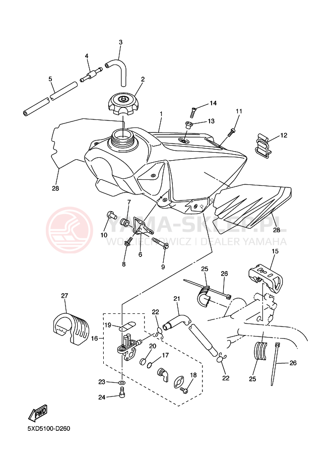Schemat "zbiornik paliwa" do Yamaha YZ450F