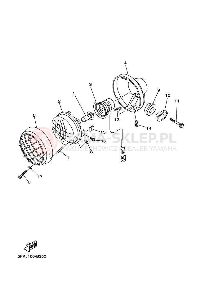 Schemat "Lampa przód" do Yamaha BANSHEE