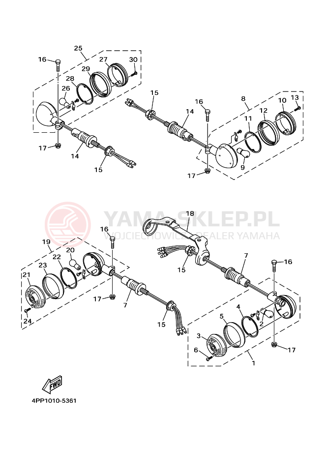 Schemat "kierunkowskazy" do Yamaha XV1100 VIRAGO