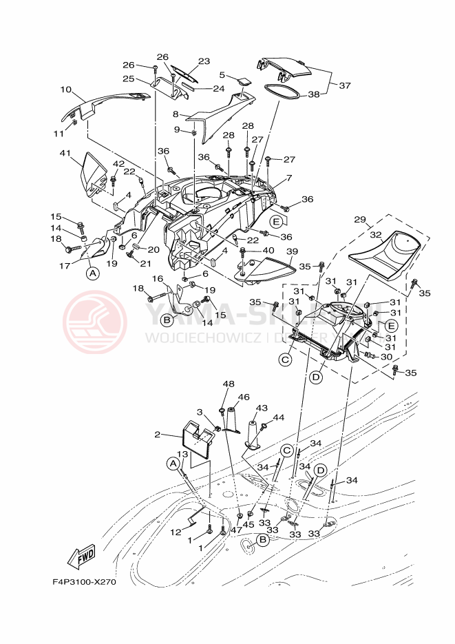 Schemat "ENGINE HATCH" do Yamaha GP1800B-X