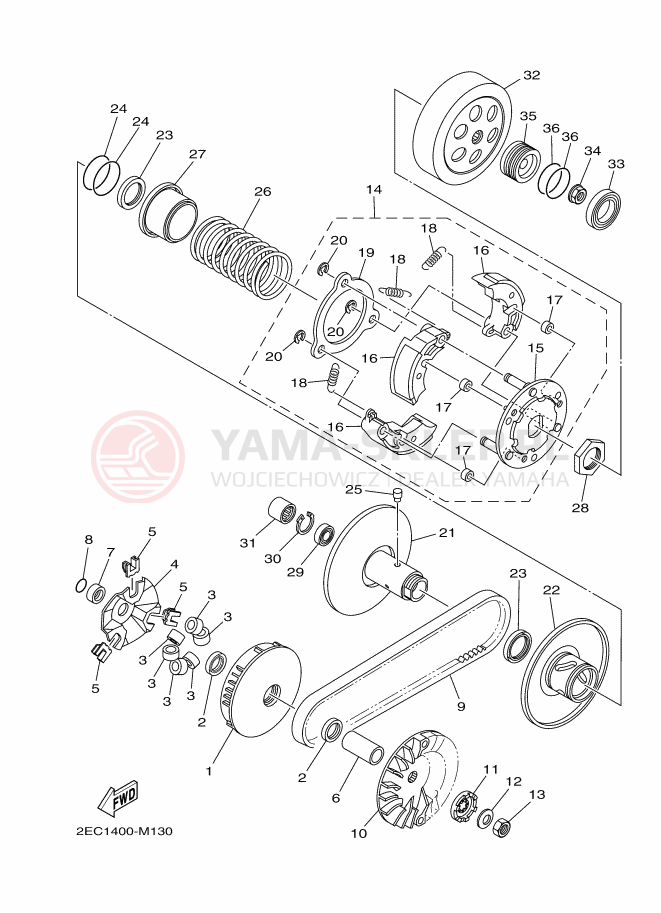 Schemat "sprzęgło" do Yamaha TRICITY 125