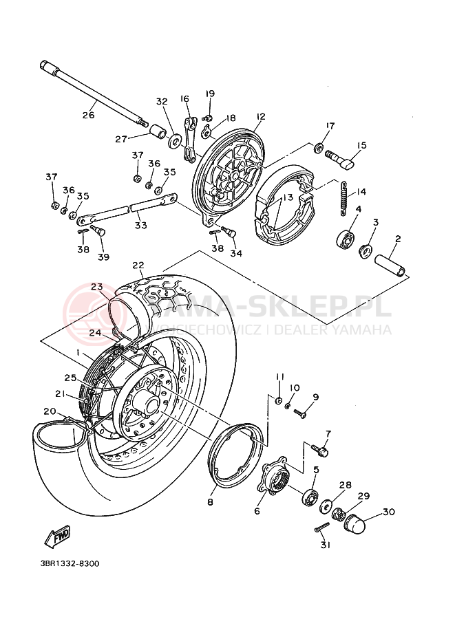 Schemat "Koło tył" do Yamaha XV535 VIRAGO