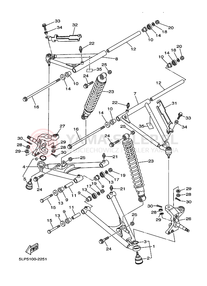 Schemat "PRZEDNIE ZAWIESZENIE KOŁA" do Yamaha YFM660RP