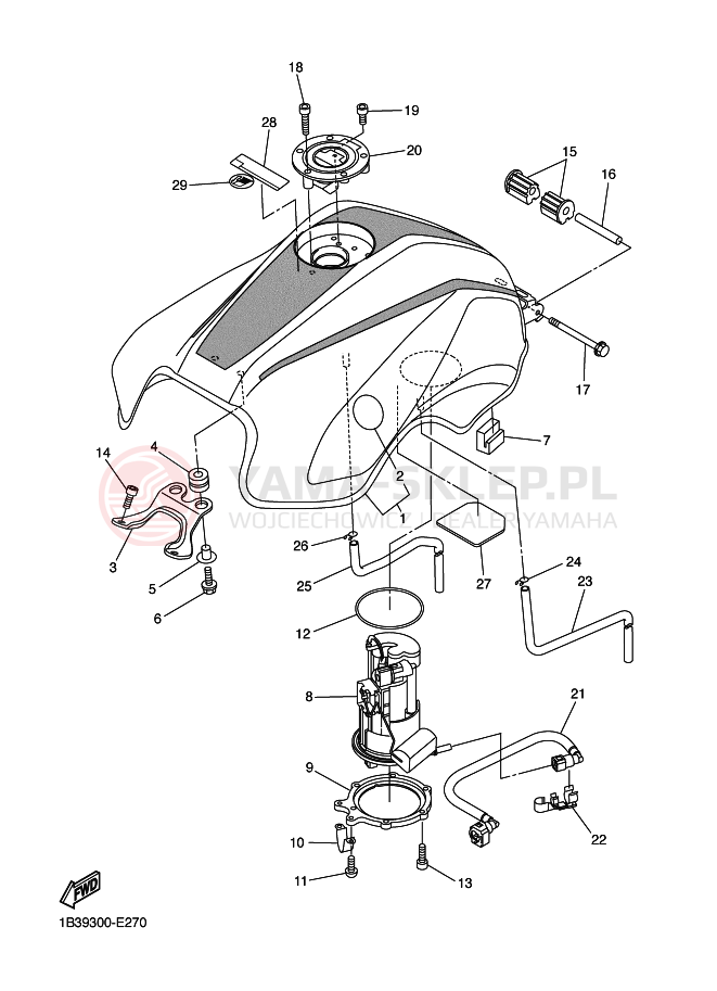 Schemat "zbiornik paliwa" do Yamaha FZ6-NS FZ6