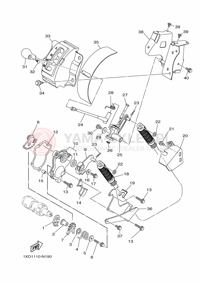 Schemat "Dźwignia zmiany biegów, wałek" do Yamaha YXM700PE