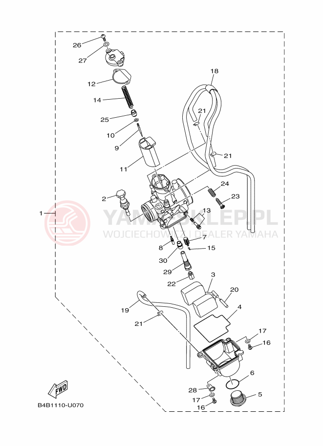 Schemat "Gaźnik" do Yamaha YZ85LW YZ85