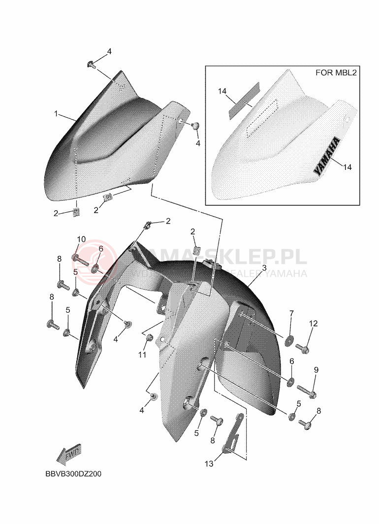 Schemat "błotnik" do Yamaha TMAX