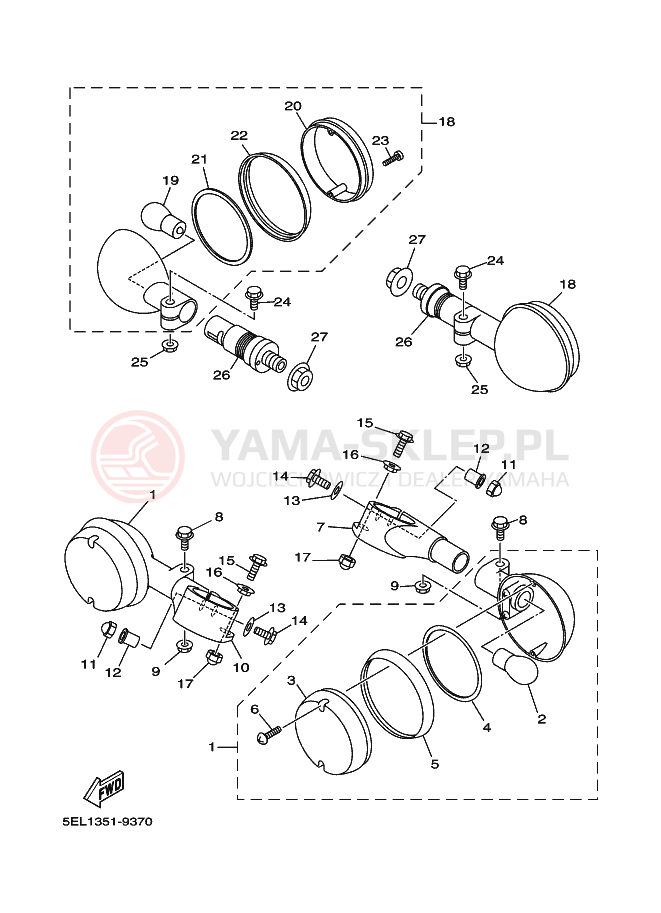 Schemat "kierunkowskazy" do Yamaha XVS1100 DRAGSTAR 1100