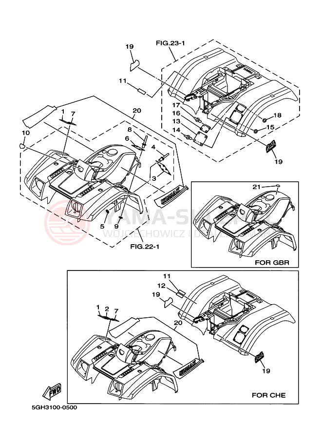 Schemat "naklejki" do Yamaha YFM400FA