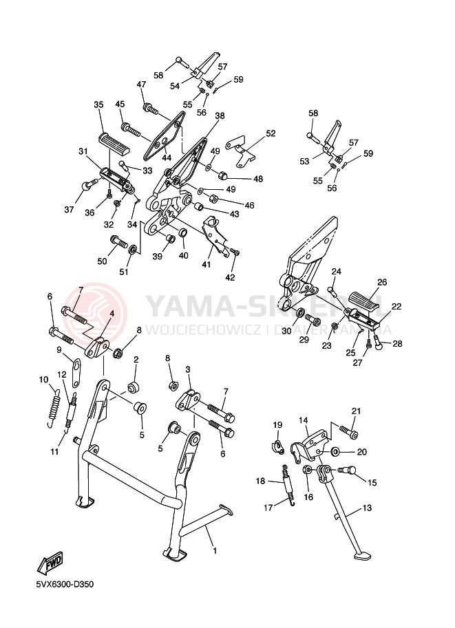 Schemat "Stopka postojowa i podnóżki" do Yamaha FZ6-S FAZER