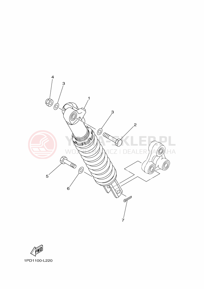 Schemat "zawieszenie tył" do Yamaha YFZ450D