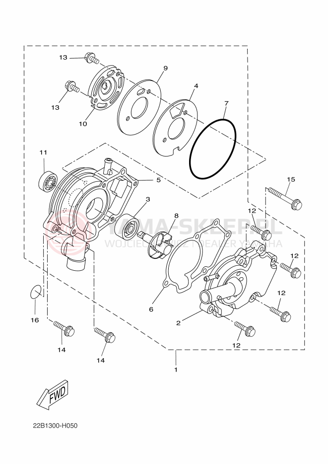 Schemat "Pompa wody" do Yamaha WR125R