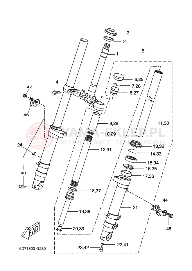 Schemat "Amortyzatory przód" do Yamaha YZF-R125