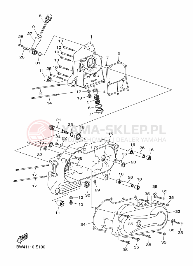 Schemat "Obudowa silnika" do Yamaha YFZ50