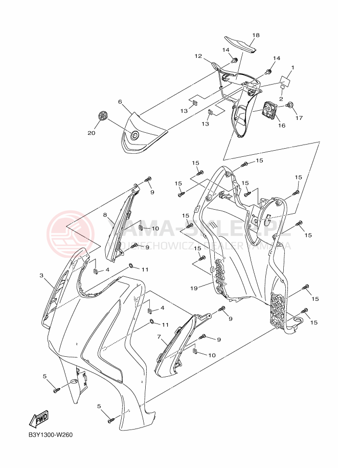Schemat "Nadwozie przód" do Yamaha D'ELIGHT