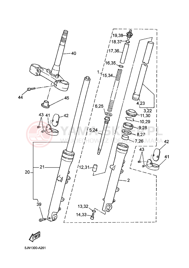 Schemat "Amortyzatory przód" do Yamaha BT1100