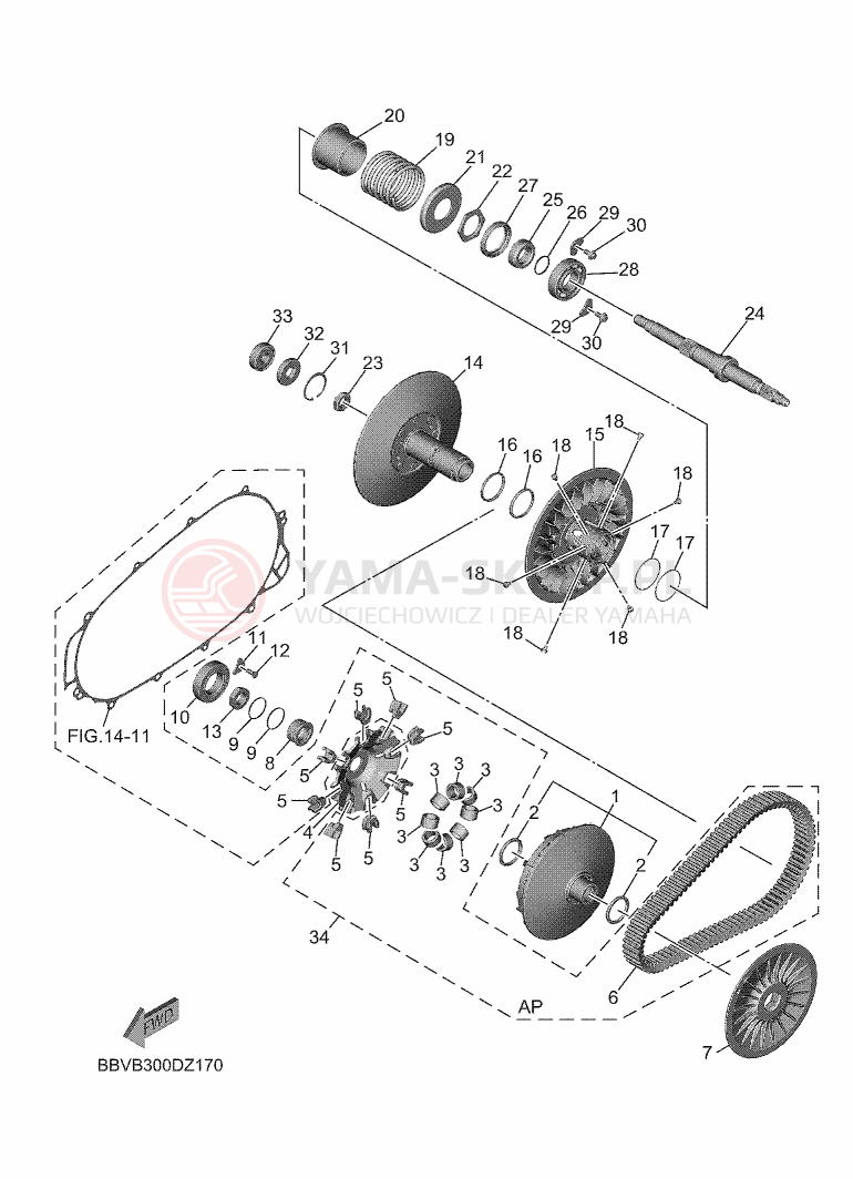 Schemat "SPRZĘGŁO 2" do Yamaha TMAX