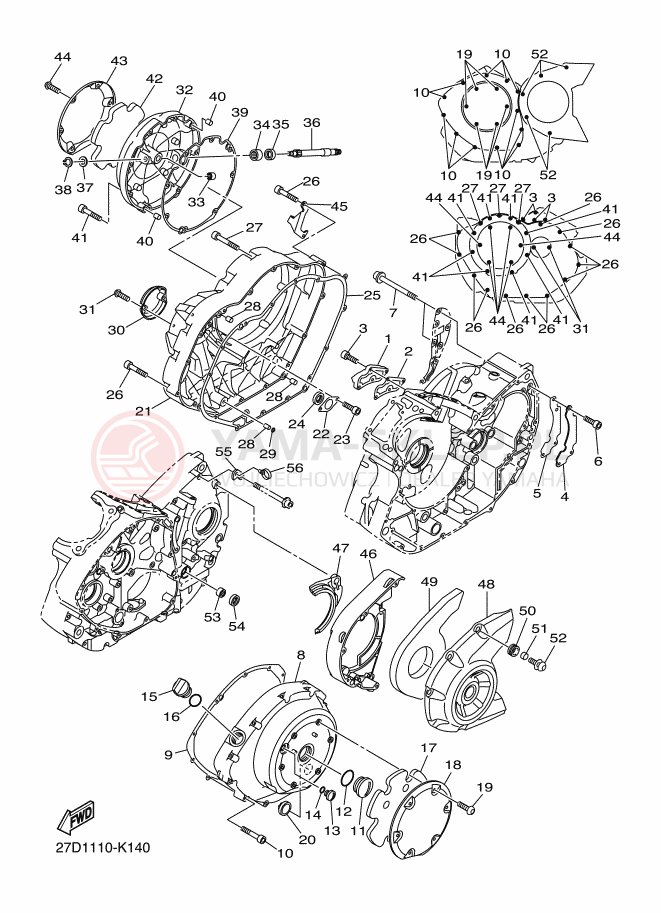 Schemat "Pokrywa silnika" do Yamaha XVS1300A