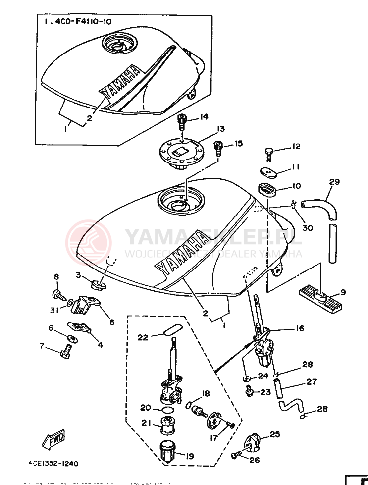 Schemat "zbiornik paliwa" do Yamaha RD350