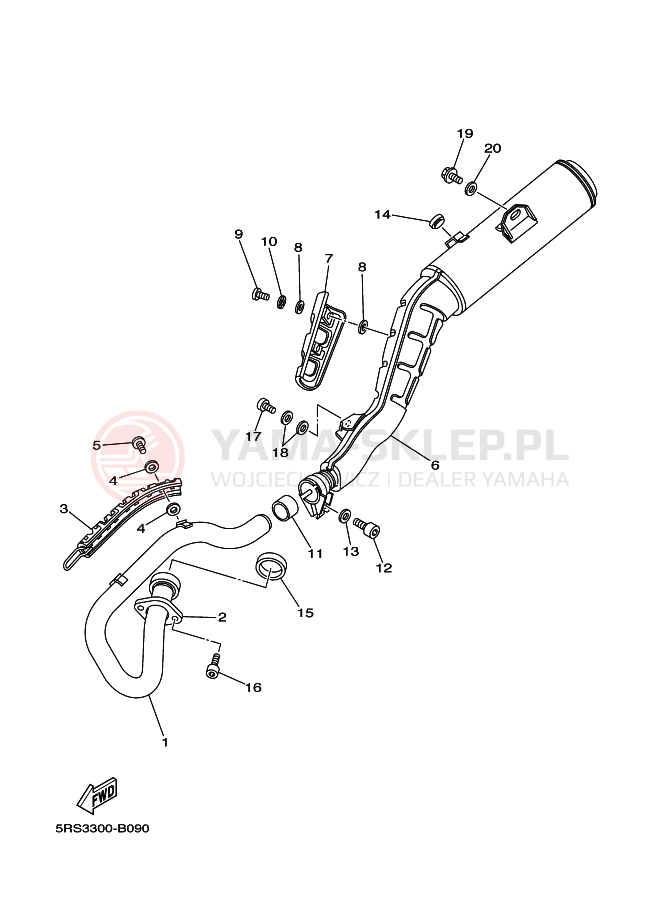Schemat "Wydech końcowy" do Yamaha TW125
