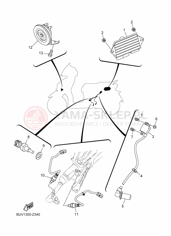 Schemat "układ elektryczny" do Yamaha RAYZR