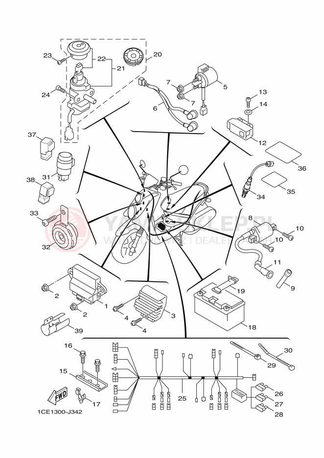 Schemat "układ elektryczny" do Yamaha BWS 125