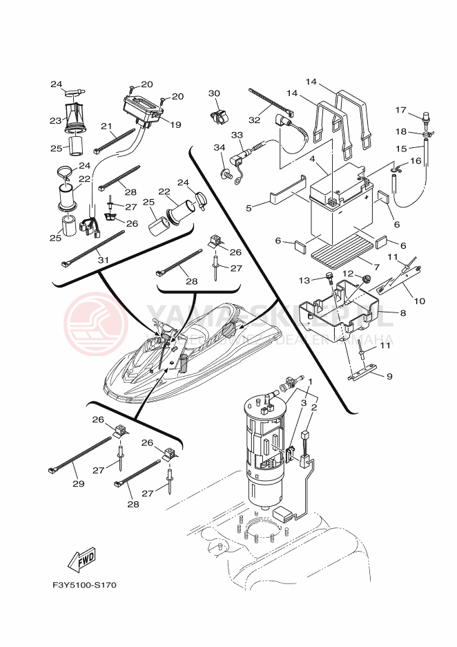 Schemat "układ elektryczny" do Yamaha EX