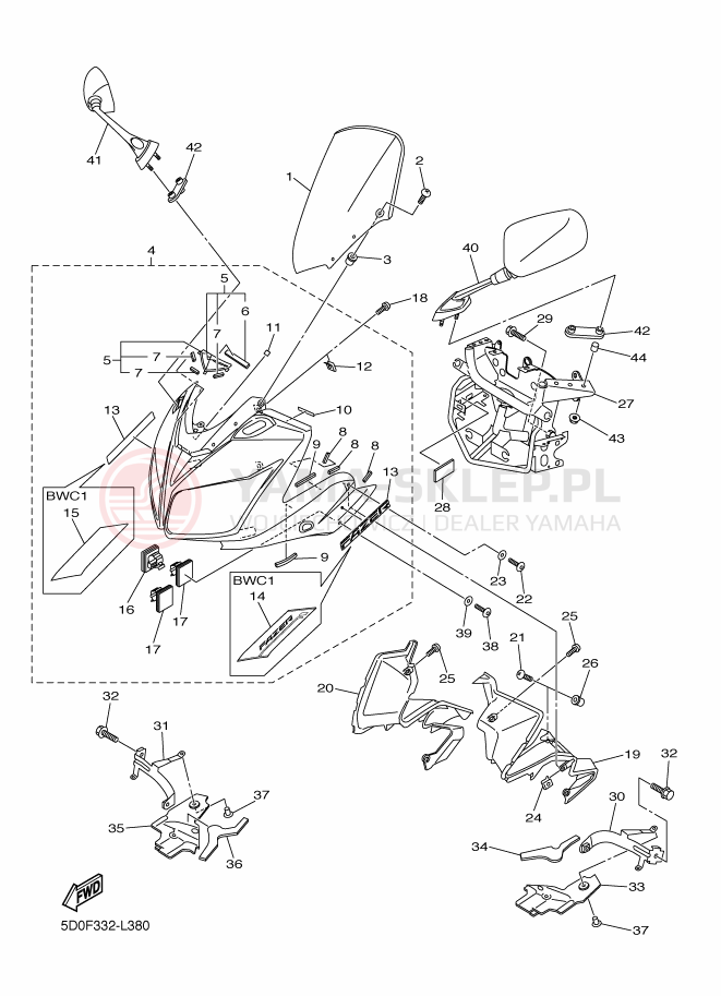Schemat "Obudowa silnika" do Yamaha FZ1-SA