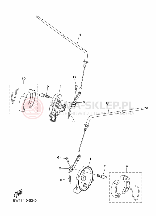 Schemat "Układ hamulcowy przód" do Yamaha YFZ50