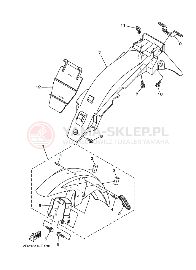 Schemat "błotnik" do Yamaha YBR125E