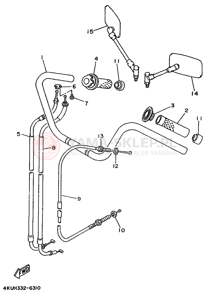 Schemat "Kierownica i osprzęt" do Yamaha XV535S VIRAGO