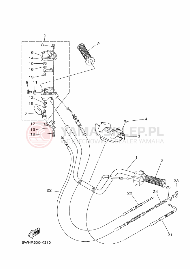 Schemat "Kierownica i osprzęt" do Yamaha GRIZZLY 350 2WD