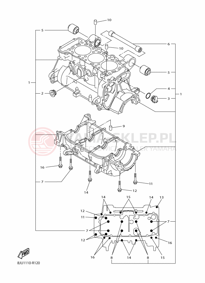 Schemat "Obudowa silnika" do Yamaha VK PROFESSIONAL II EPS