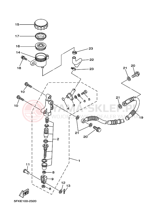 Schemat "Pompa hamulcowa tył" do Yamaha BANSHEE