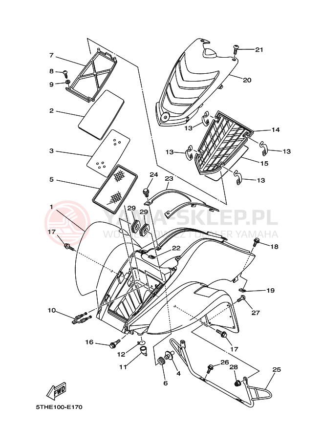 Schemat "Przedni błotnik" do Yamaha YFM80