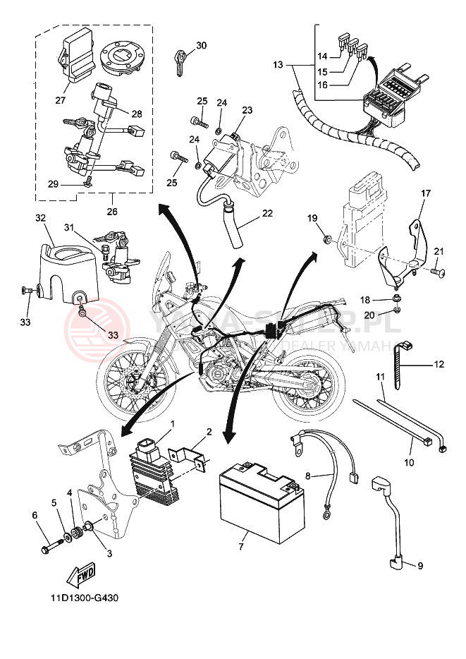 Schemat "układ elektryczny" do Yamaha TENERE