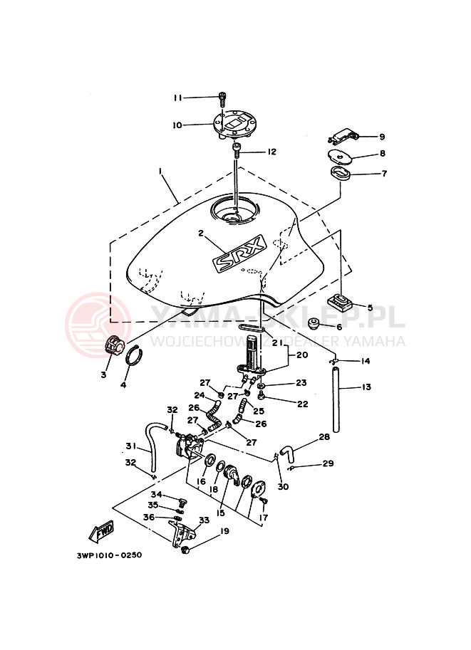 Schemat "zbiornik paliwa" do Yamaha SRX250