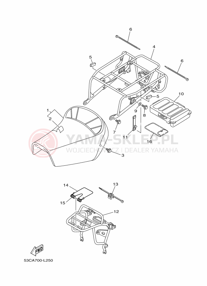 Schemat "siedzenie" do Yamaha AG200F