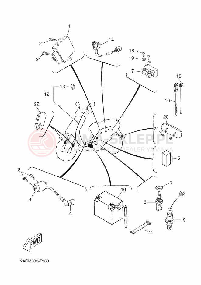 Schemat "układ elektryczny" do Yamaha NEOS 4