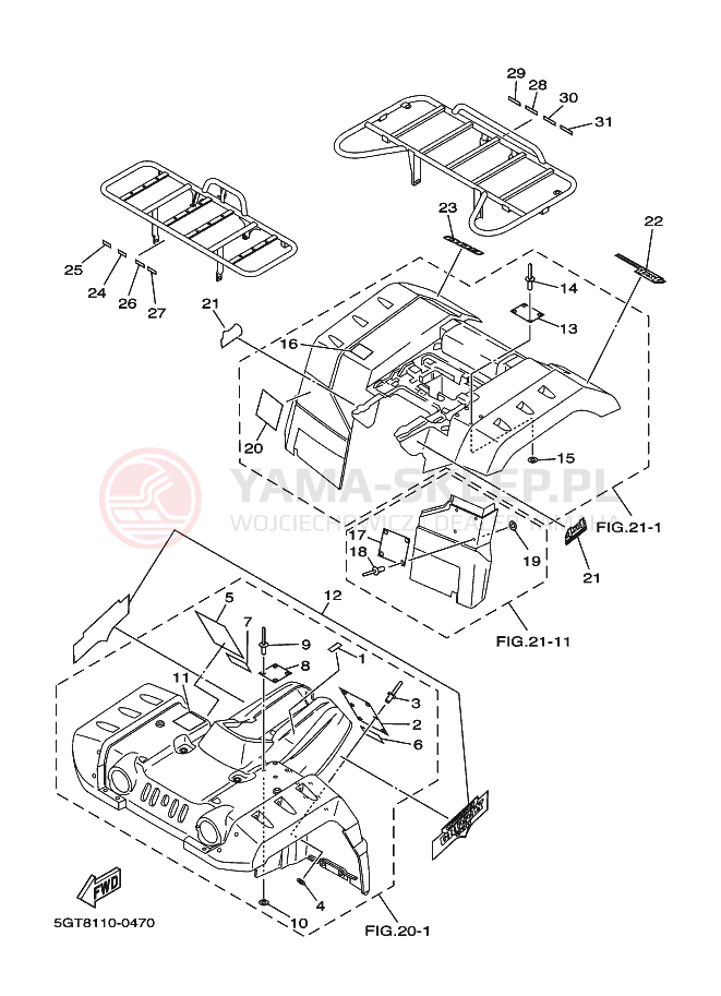 Schemat "naklejki" do Yamaha YFM600FWA