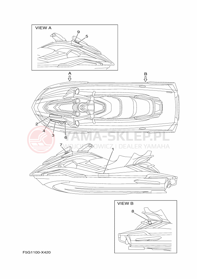 Schemat "naklejki" do Yamaha FX1800A