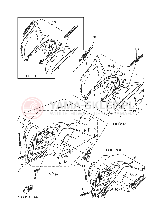 Schemat "naklejki" do Yamaha YFM700R