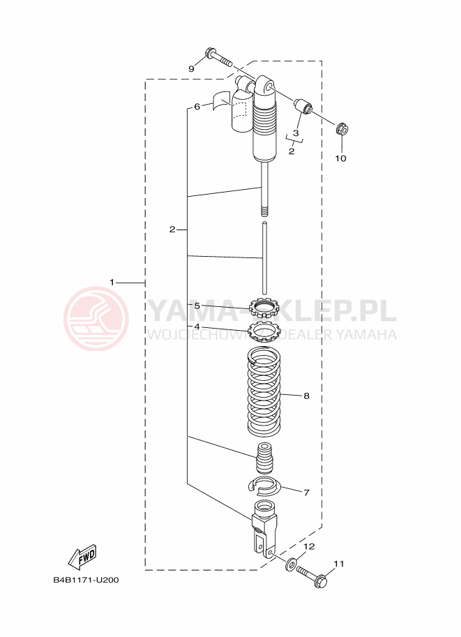 Schemat "wahacz, zawieszenie tył" do Yamaha YZ85