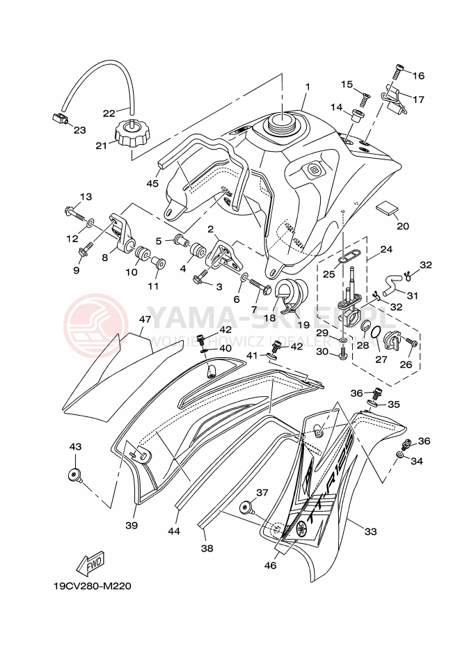 Schemat "zbiornik paliwa" do Yamaha TT-R125LWE